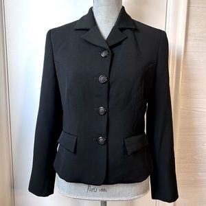 VERSACE Black Wool Blend Textured Classic Blazer